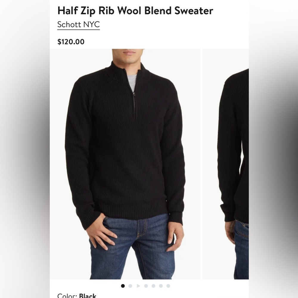 Schott Bros NYC Half Zip Rib Wool Blend SweaterSchott NYC Small